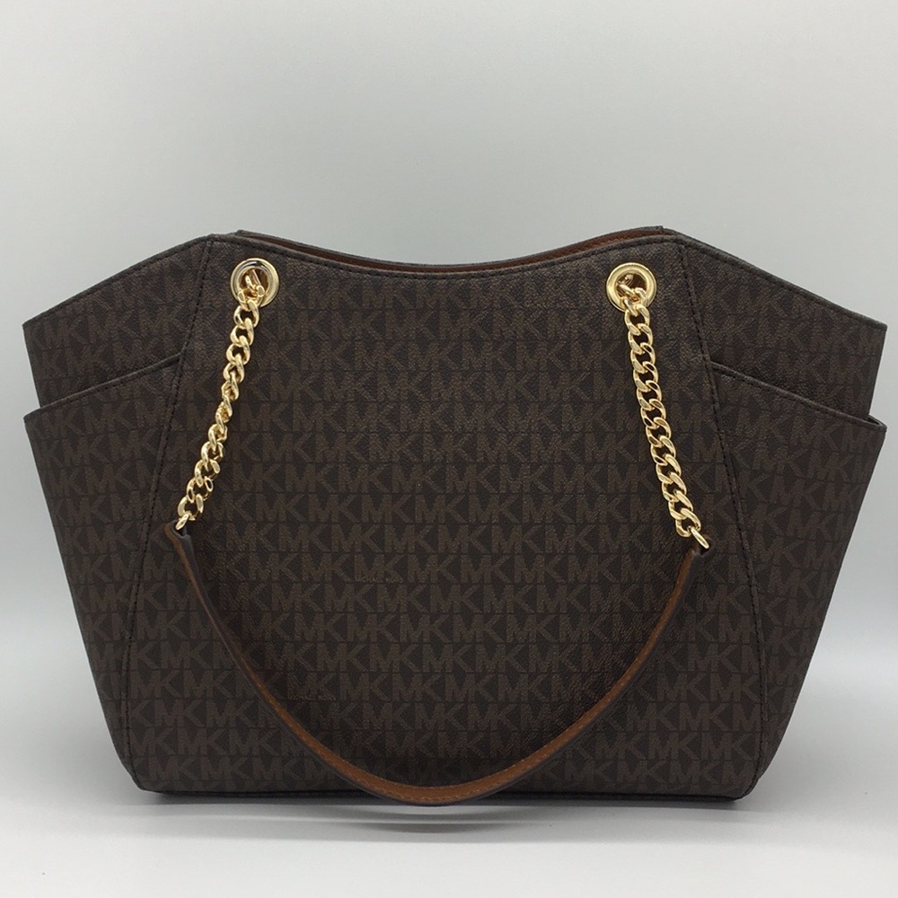 MICHAEL KORS LG CHAIN SHLDR TOTE BROWN NWT - Picture 5 of 16